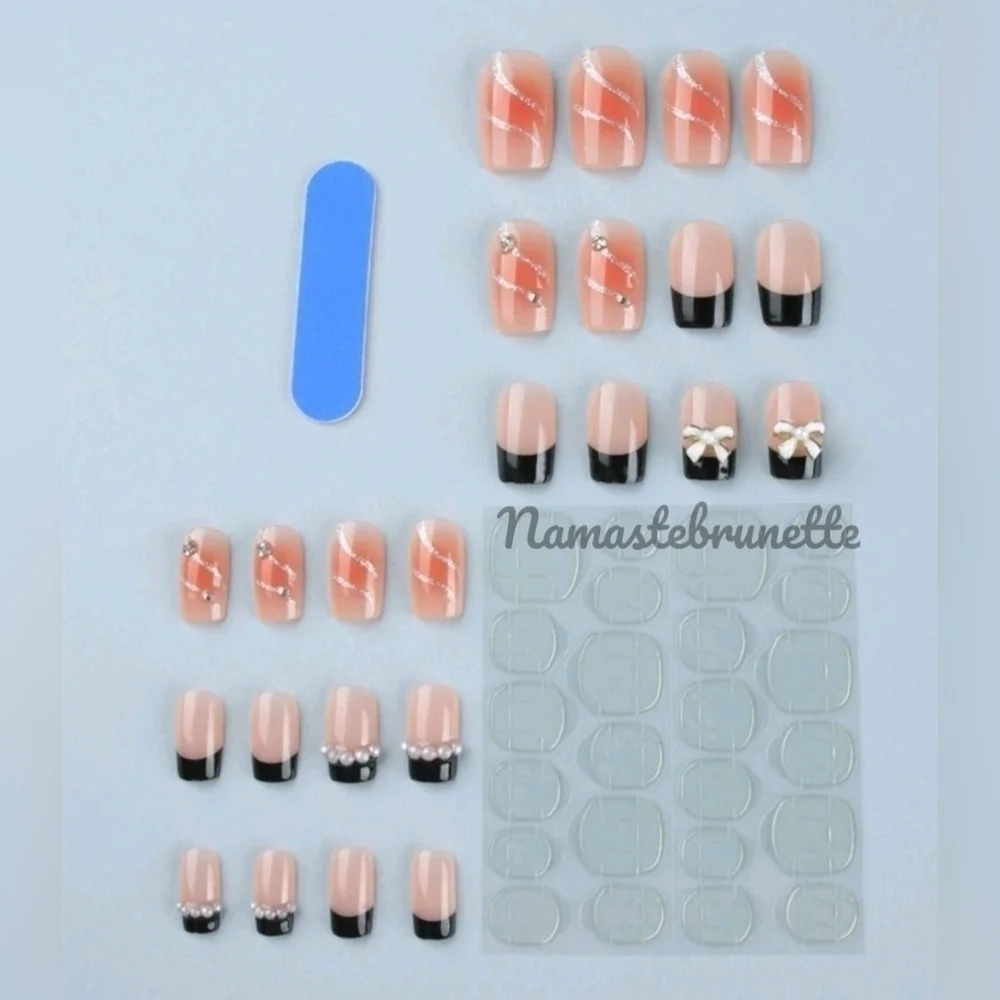 2/$16 Bow Rhinestone Press On Nails